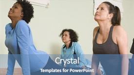  Presentation with yoga - Amazing PPT theme having exercise health - group of people practicing yoga backdrop and a teal colored foreground