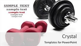  Presentation with pure white - Colorful PPT theme enhanced with exercise health - red and black dumbbells backdrop and a  colored foreground