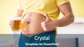  Presentation with obese - Colorful presentation design enhanced with exercise metabolism - fat obese man holding beer backdrop and a ocean colored foreground