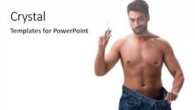  Presentation with human rights concept chained man - Theme with exercise metabolism - man in dieting concept background and a  colored foreground