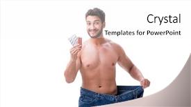  Presentation with jeans - PPT theme enhanced with exercise metabolism - man in dieting concept background and a white colored foreground