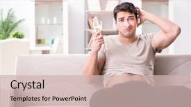  Presentation with body fat - Slide deck featuring exercise metabolism - man measuring body fat background and a soft green colored foreground