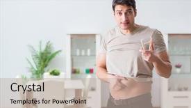  Presentation with body fat - Beautiful PPT layouts featuring exercise metabolism - man measuring body fat backdrop and a soft green colored foreground