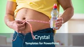  Presentation with body fat - Presentation featuring exercise metabolism - man measuring body fat background and a ocean colored foreground