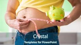  Presentation with body fat - Beautiful slide set featuring exercise metabolism - man measuring body fat backdrop and a  colored foreground