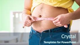  Presentation with body fat - PPT layouts having exercise metabolism - man measuring body fat background and a  colored foreground