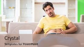  Presentation with information - PPT theme enhanced with exercise metabolism - man searching information in internet background and a  colored foreground