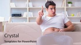  Presentation with weight - Theme featuring exercise metabolism - man suffering from extra weight background and a soft green colored foreground