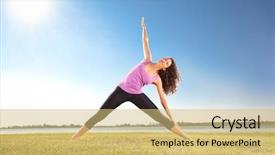  Presentation with green lake - Beautiful presentation theme featuring exercise on green grass next backdrop and a yellow colored foreground