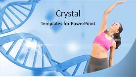  Presentation with dna structure - Slide set enhanced with exercise science - digital composite of woman exercising background and a light blue colored foreground