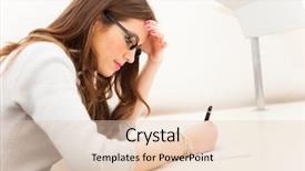  Presentation with student writing - Presentation featuring exercise science - portrait of a writing student background and a lemonade colored foreground