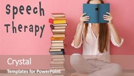  Presentation with speech therapy - Colorful slides enhanced with exercise science - woman reading book at home backdrop and a coral colored foreground