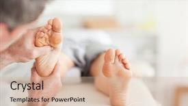  Presentation with massage therapy - Cool new PPT theme with exercise therapy - lying woman getting a reflexology backdrop and a coral colored foreground