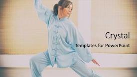  Presentation with tai chi - Presentation consisting of exercise wearing professinal oryginal chinese background and a soft green colored foreground