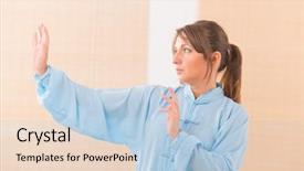  Presentation with tai chi - PPT theme with exercise wearing professional original chinese background and a light blue colored foreground