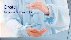  Presentation with tai chi - Presentation theme with exercise wearing professional original chinese background and a sky blue colored foreground