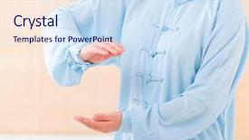  Presentation with tai chi - Slide set with exercise wearing professional original chinese background and a sky blue colored foreground