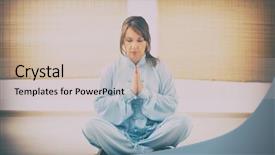  Presentation with tai chi - Cool new PPT theme with exercise wearing professional original chinese backdrop and a soft green colored foreground