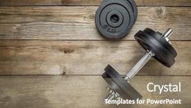  Presentation with iron - Slide deck with exercise weights - iron dumbbell background and a coral colored foreground