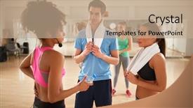  Presentation with brake - Colorful PPT theme enhanced with exercisers on brake of training backdrop and a coral colored foreground