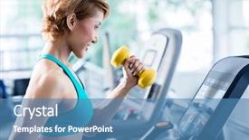  Presentation with treadmill - Theme having exercises with dumbbells as additional background and a  colored foreground