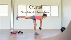  Presentation with strength - Slide deck with exercises with free weights dumbbell background and a soft green colored foreground