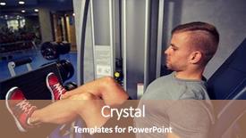  Presentation with bodybuilding - Slide deck having exercising and flexing leg muscle background and a coral colored foreground