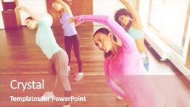  Presentation with group training - Slide deck featuring exercising and people concept - group background and a coral colored foreground