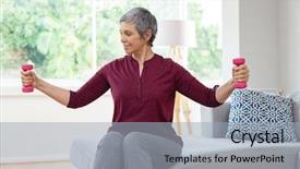  Presentation with stretching - PPT theme enhanced with exercising at home to stay background and a light blue colored foreground