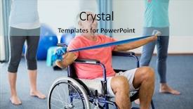  Presentation with band - Slides with active exercise elderly - senior in wheelchair exercising background and a light blue colored foreground