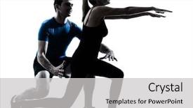  Presentation with aerobics - PPT theme having exercising fitness workout in silhouette background and a  colored foreground