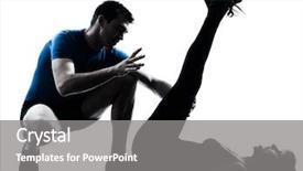  Presentation with aerobics - Colorful PPT theme enhanced with exercising fitness workout in silhouette backdrop and a gray colored foreground