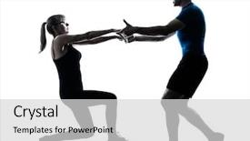  Presentation with aerobics - Cool new PPT theme with exercising fitness workout in silhouette backdrop and a  colored foreground