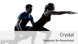  Presentation with aerobics - PPT theme having exercising fitness workout in silhouette background and a white colored foreground
