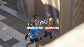  Presentation with bridges - Slides enhanced with exercising in the city running jogging under bridges urban landscape background and a dark gray colored foreground