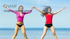  Presentation with sunshine - Beautiful slide set featuring exercising models sunshine around us backdrop and a light blue colored foreground