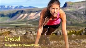  Presentation with endurance - Amazing PPT theme having exercising muscles during body core backdrop and a tawny brown colored foreground