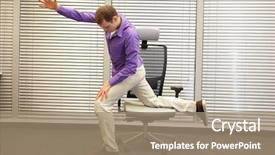  Presentation with healthy office - Amazing theme having exercising on chair in office backdrop and a coral colored foreground
