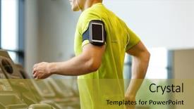  Presentation with treadmill - Beautiful presentation featuring exercising on treadmill in gym backdrop and a gold colored foreground