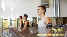  Presentation with treadmill - Audience pleasing PPT theme consisting of exercising on treadmill in gym backdrop and a tawny brown colored foreground