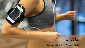  Presentation with woman sport - Colorful PPT theme enhanced with exercising on treadmill in gym backdrop and a coral colored foreground