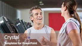  Presentation with female - Theme consisting of exercising on treadmill in health background and a coral colored foreground