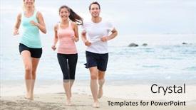  Presentation with healthy living - Presentation theme featuring exercising runners training outdoors living background and a lemonade colored foreground