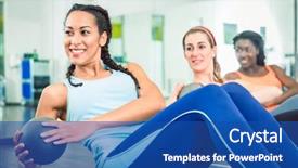  Presentation with gym ball - PPT layouts having exercising russian twist with med background and a ocean colored foreground