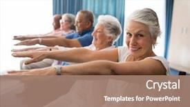  Presentation with retirement - Slide deck enhanced with exercising with friends at retirement background and a coral colored foreground