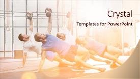  Presentation with crossfit - Audience pleasing PPT theme consisting of exercising with kettlebells at crossfit backdrop and a cream colored foreground