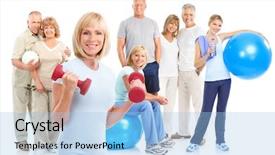  Presentation with health and fitness - Presentation having exercite - gym fitness healthy lifestyle smiling background and a light blue colored foreground