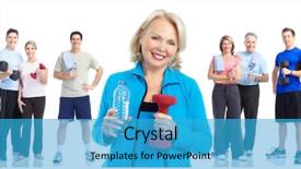  Presentation with healthy lifestyle - PPT theme with exercite - gym fitness healthy lifestyle smiling background and a  colored foreground