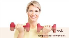  Presentation with gym - Colorful PPT theme enhanced with exercite - gym fitness smiling elderly woman backdrop and a lemonade colored foreground
