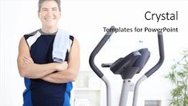  Presentation with gym out and back - Slide deck consisting of exercite - gym fitness smiling man working background and a  colored foreground